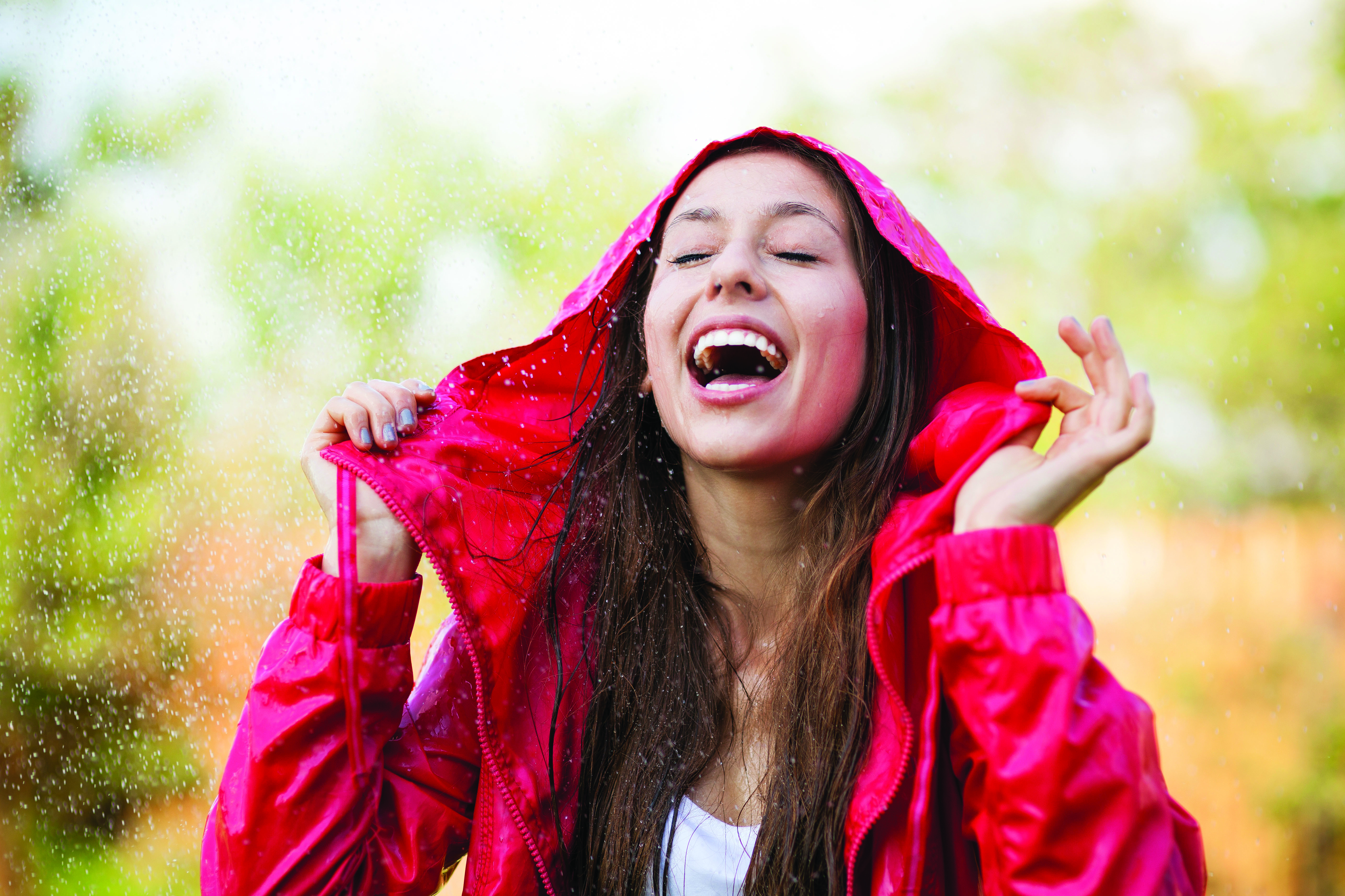 Woman enjoying rain